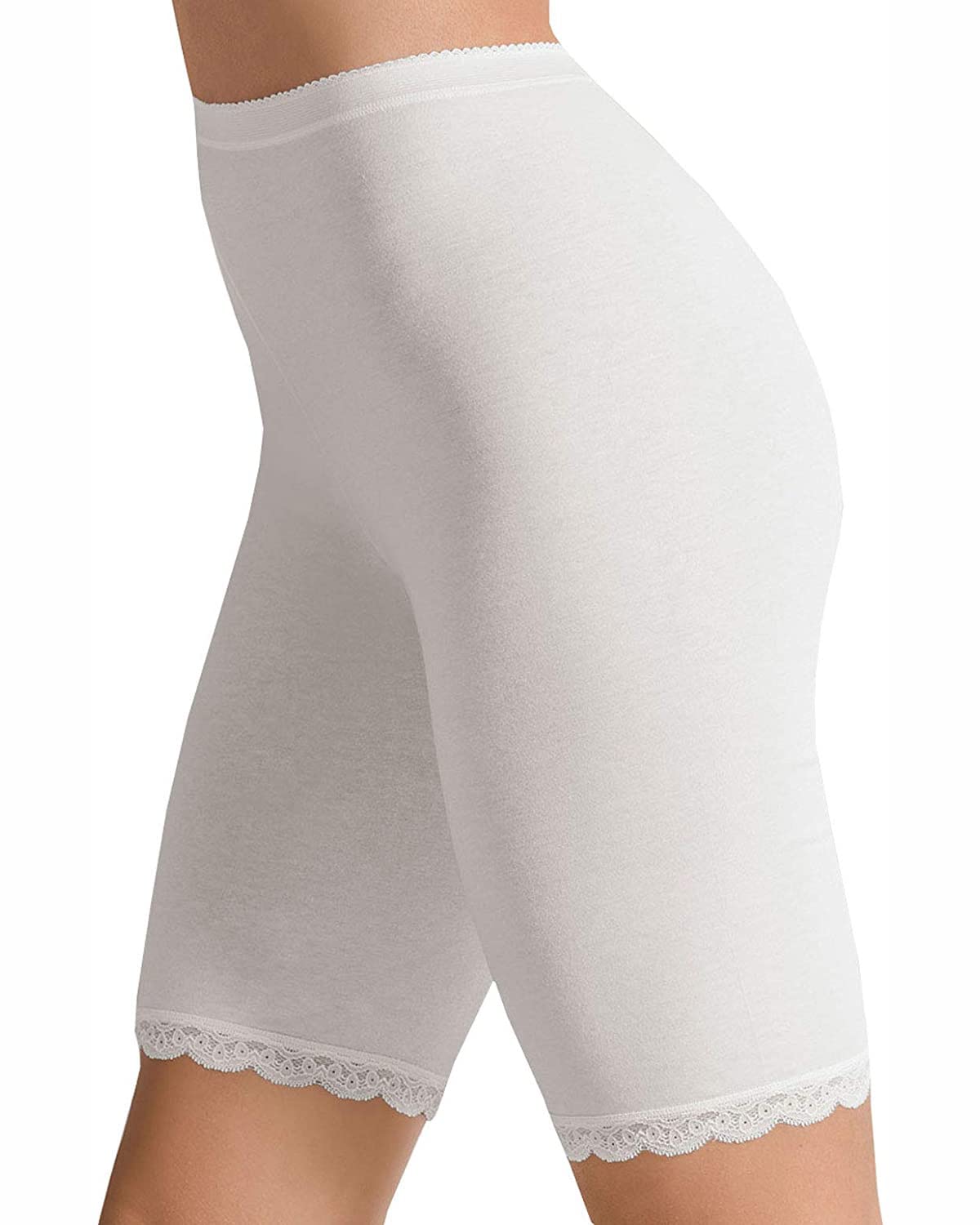 COTONELLA 2 Slip Long In Cotone Elasticizzato Con Inserti In Pizzo - Modello 3163 - Scegli Colore E Taglia (Bianco, 5-XL) - 2