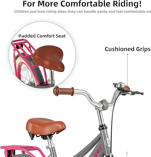 Miniatura 4 de JOYSTAR Bicicleta para niñas pequeñas y niños de 3 a 10 años, bicicleta para niños de 14, 16 y 18 pulgadas, con ruedas de entrenamiento y frenos de