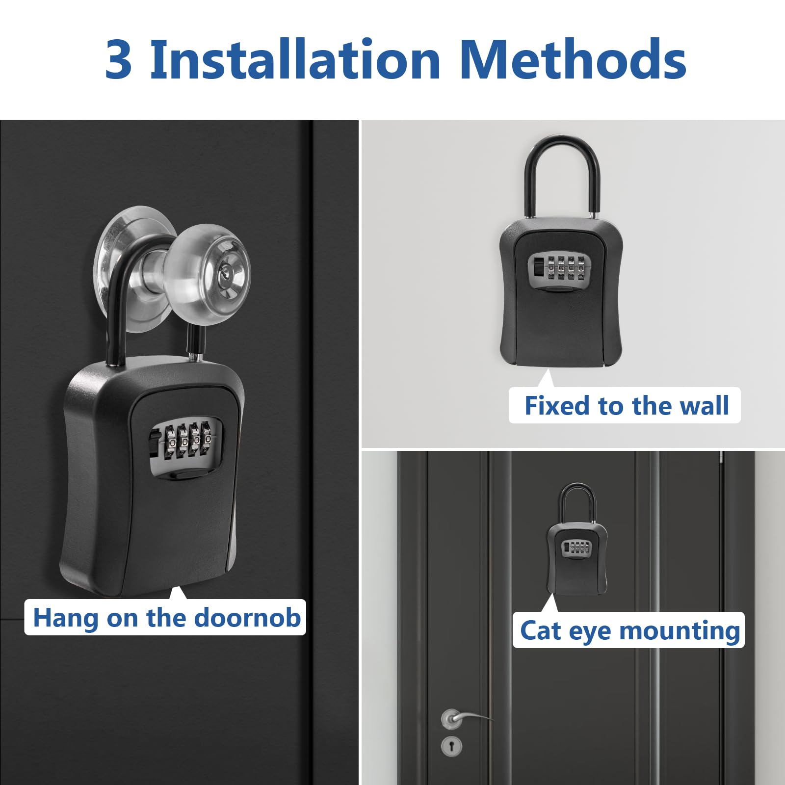 Lock Box For Keys With Code Wall Mounted, 4 Digit Combination Lockbox ...