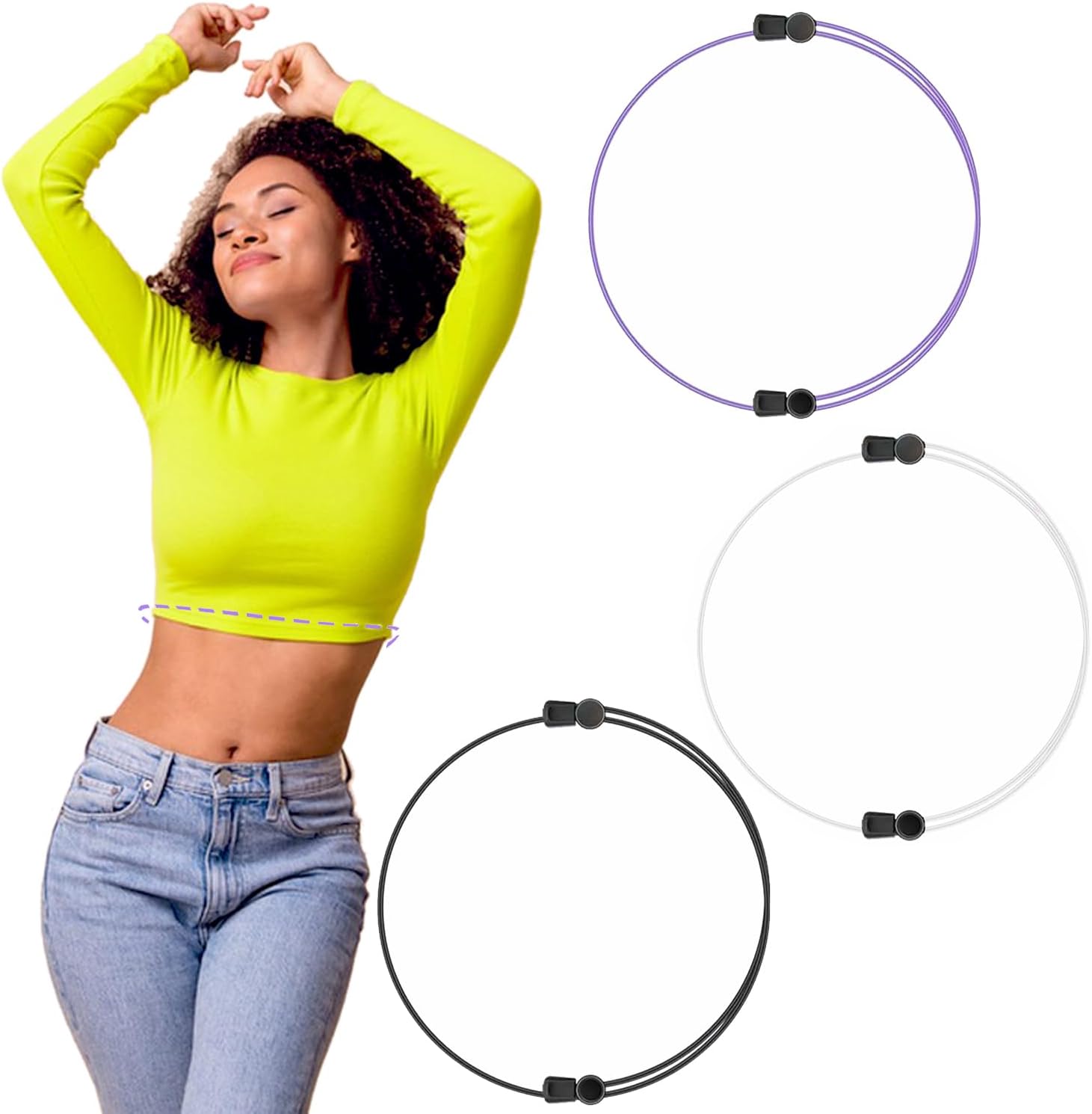 Ruri's Adjustable Band, Adjustable Crop Band Tool for Sweater and Shirt, Belly Leaking Band, The Elastic Band to Change The Style of Your Tops 3pcs (S)