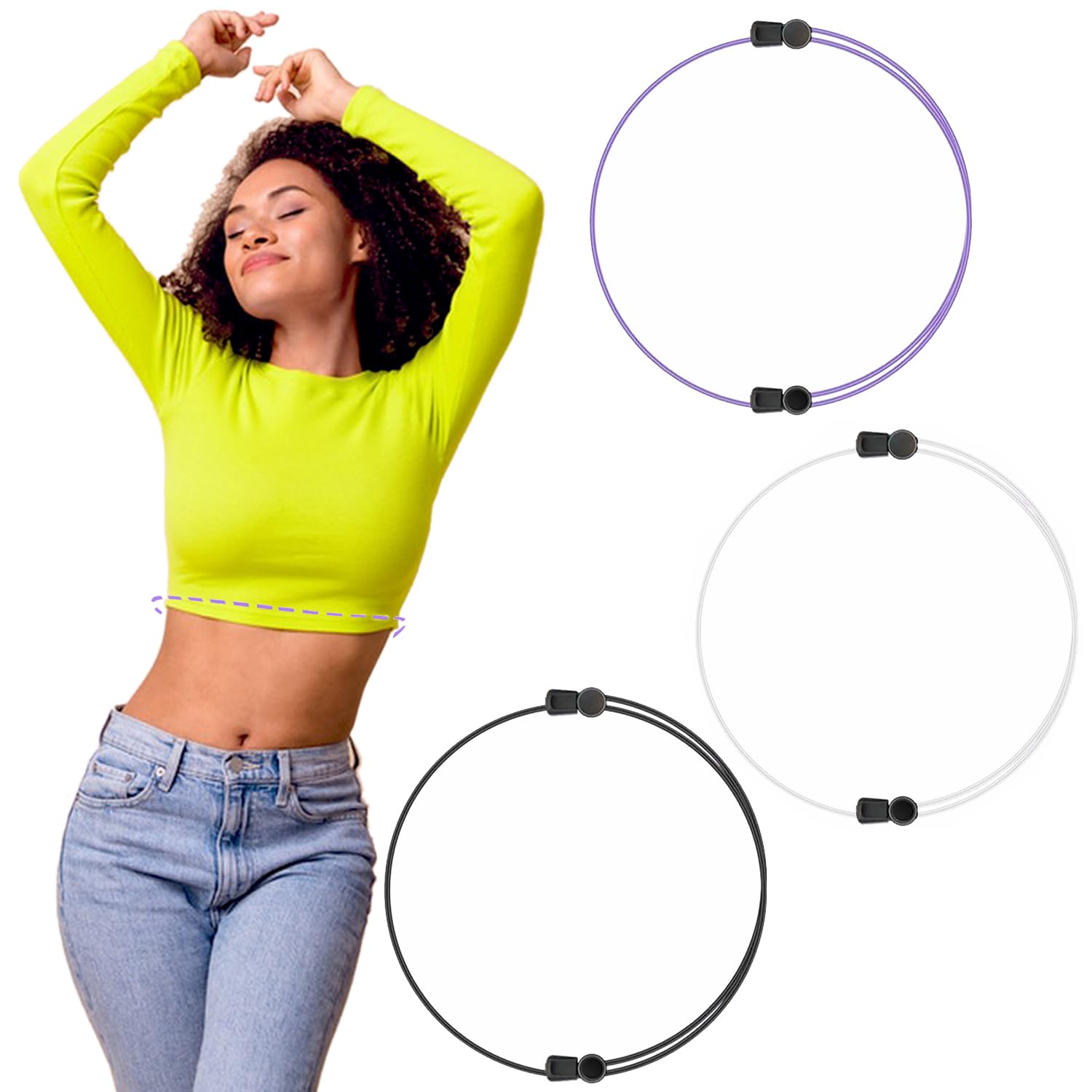 Ruri's Adjustable Band, Adjustable Crop Band Tool for Sweater and Shirt, Belly Leaking Band, The Elastic Band to Change The Style of Your Tops 3pcs (S)