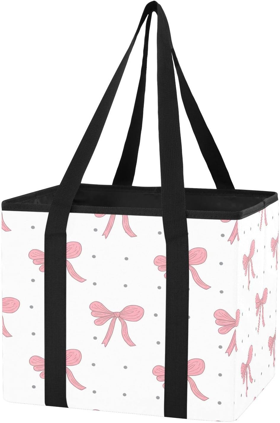 Qilmy Pink Bow Trunk Organizer for Women Men, Waterproof Collapsible Car Organizers and Storage with Reinforced Handles & Removable PE Board for SUV Sedan Truck, Multi-Purpose Storage Tote Bag