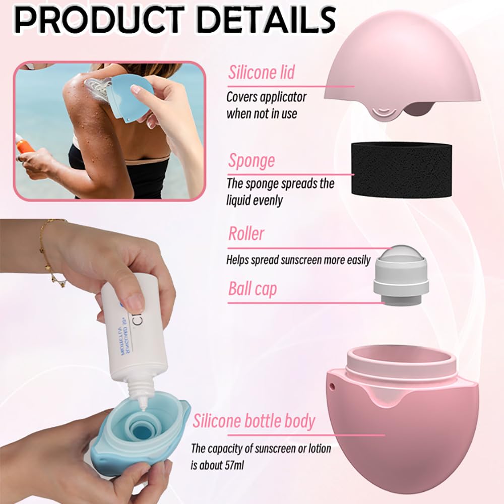 Applicateur de crème solaire portable pour adultes et familles, enfants avec rouleau et éponge rechargeable, ensemble de pinceaux Sunblock Buddy avec capuchons de protection, applicateur de lotion