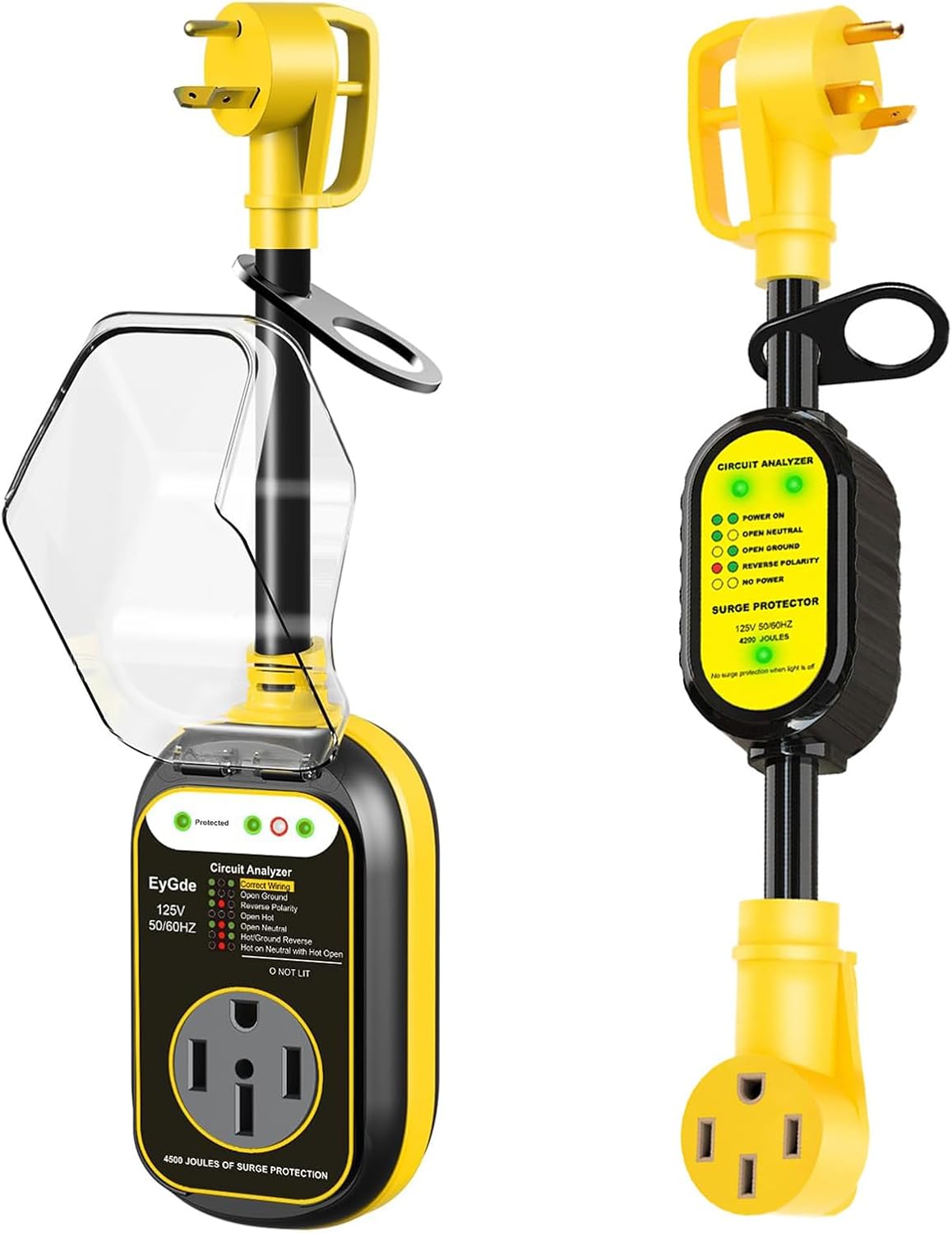 EyGde 30 Amp to 50 Amp RV Adapter with Surge Protector Waterproof+30 Amp to 50 Amp RV Adapter, Patented 4200Joules Electrical Adapter