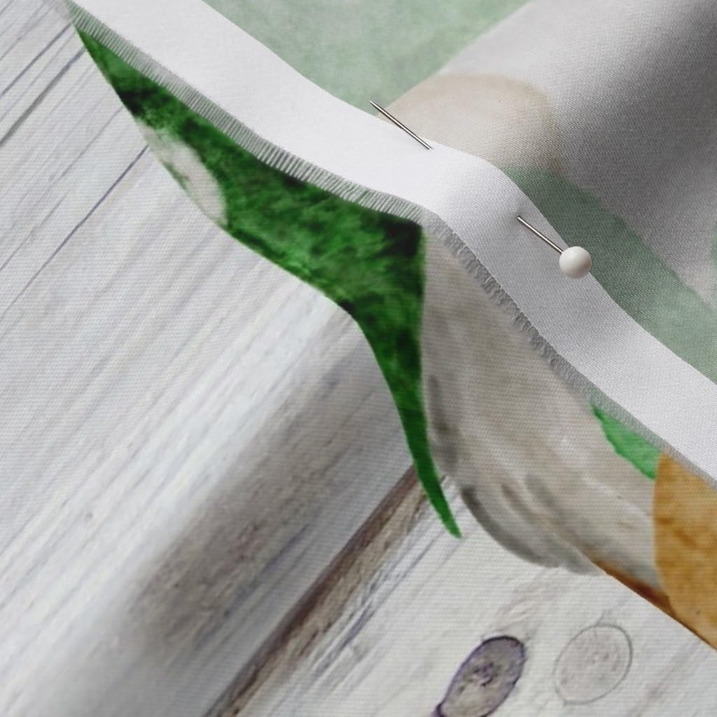 Spoonflower Fabric - Irish Gnomes Green Gnome Watercolor Shamrock Ireland Printed on Organic Cotton Sateen Fabric by The Yard - Sewing Quilting Apparel Home Decor