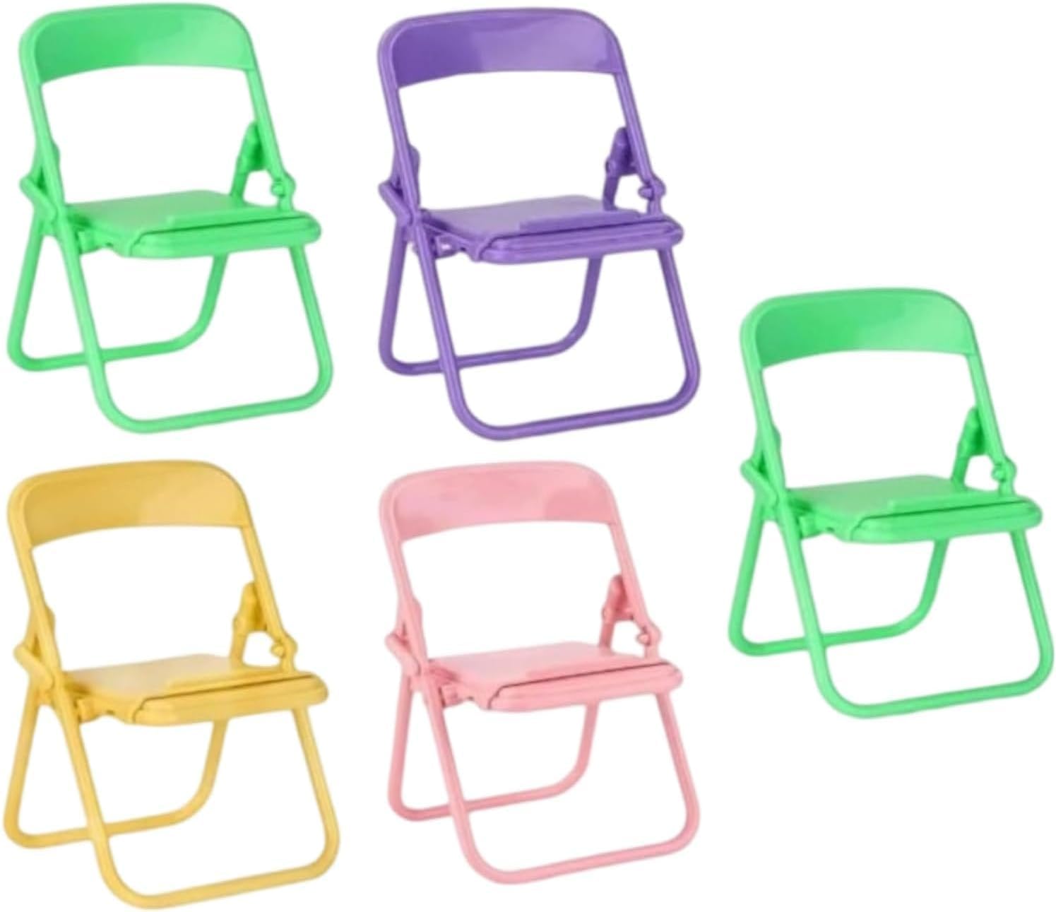 5Pcs Multicolour Simulation Mini Folding Back Small Chair Model Dollhouse Doll House Miniature Plastic Scene Props for Micro Landscape Dollhouse Furniture Mini Chair Dollhouse Accessories (1/12)