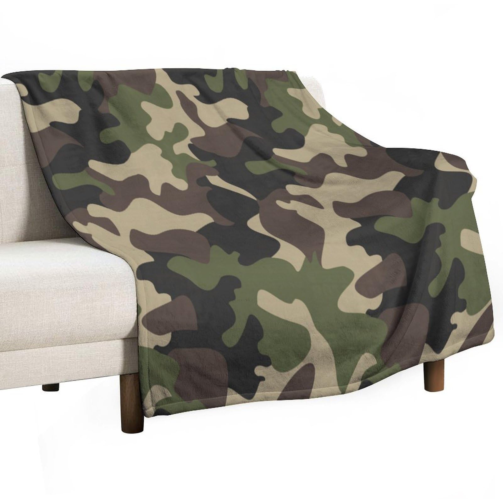 BenYaSong Camouflage Throw Blanket Classic Masking Camo Green Brown Black Olive Colors Decor Bedding Blanket Gifts for Boys Girls Kids Adult Men Women 50"x60"