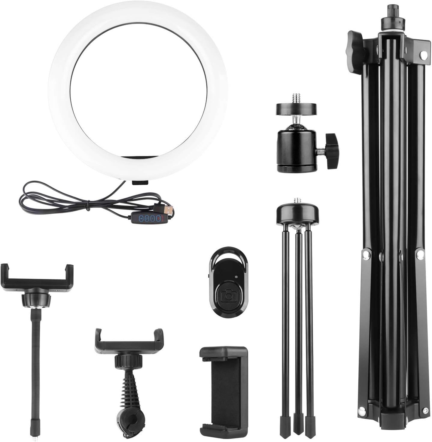 10.2" LED Ring Light with Adjustable Tripod Stand and Phone holder - Dimmable Light Ring for Video Recording, Selfie Photo, TikTok, YouTube, Makeup, Live Stream, Photography