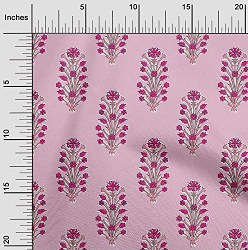 oneOone Cotton Poplin Fabric Leaves & Floral Block Print Fabric by The Yard 42 Inch Wide