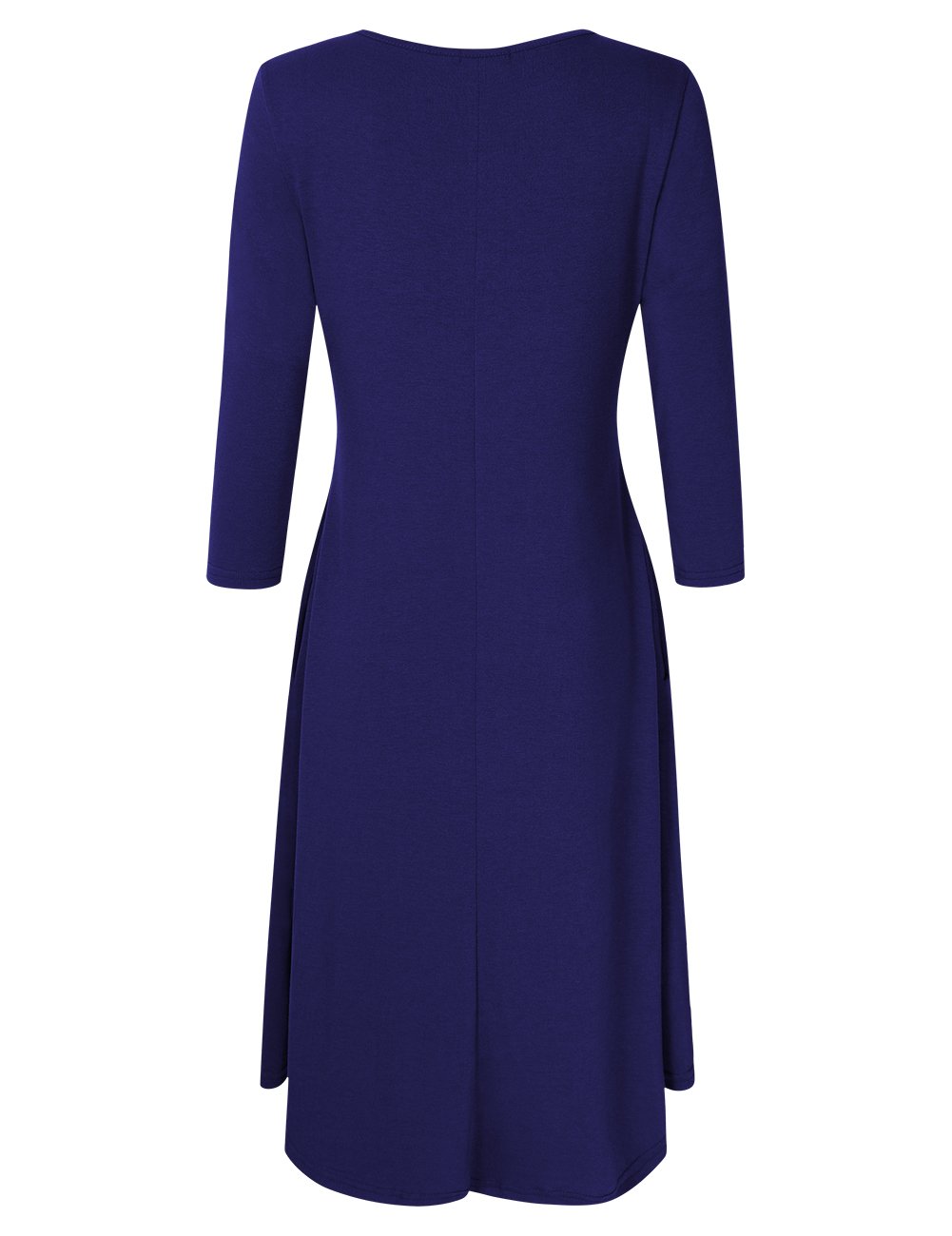 MISSKY Women's Casual Swing Dress - 3/4 Sleeve Knee Length With Pockets (XXL, Wine)