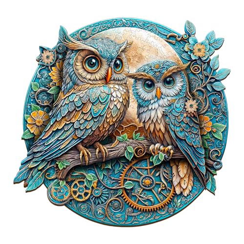 Wooden Puzzles for Adults - Embossed Owl Wooden Puzzle, Unique Shaped Owl Wood Jigsaw Puzzle for Adu