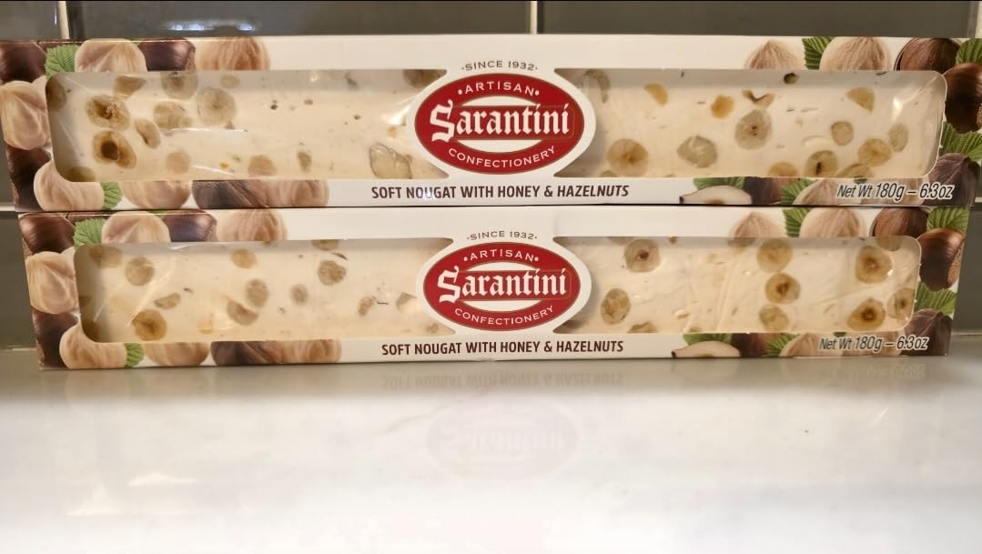 Sarantini Artisan Soft Nougat with Honey & Hazelnuts, Confectionery, 6.3 ozSarantini Confectionery Soft Nougat with Honey & Hazelnuts, a gourmet sweet treat.2pack