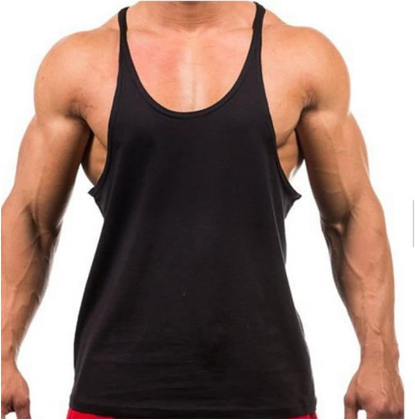 Crown Designs Plain Colour Bodybuilding Weight-Training Sports Stringer Vest Top with Y Back Racerback Fit for Men & Teens