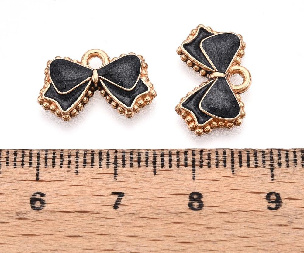 DanLingJewelry 100Pcs Craft Supplies Black Bow Jewelry Charms Mini Cute Bowknot Pendants Charms for DIY Bracelets Earrings Necklace 10x16x2mm - Image 2