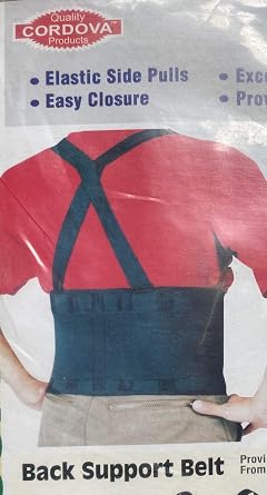 Back Support Belt with Attached Suspenders, Quick Adjust Elastic Outer Panels
