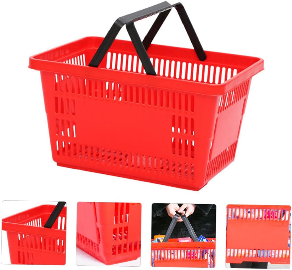 KOMBIUDA 1Pc Capacity Handheld Plastic Shopping Basket Sturdy and Lightweight Storage Container for Grocery and Household Use and Wear Resistant Design Easy to Carry