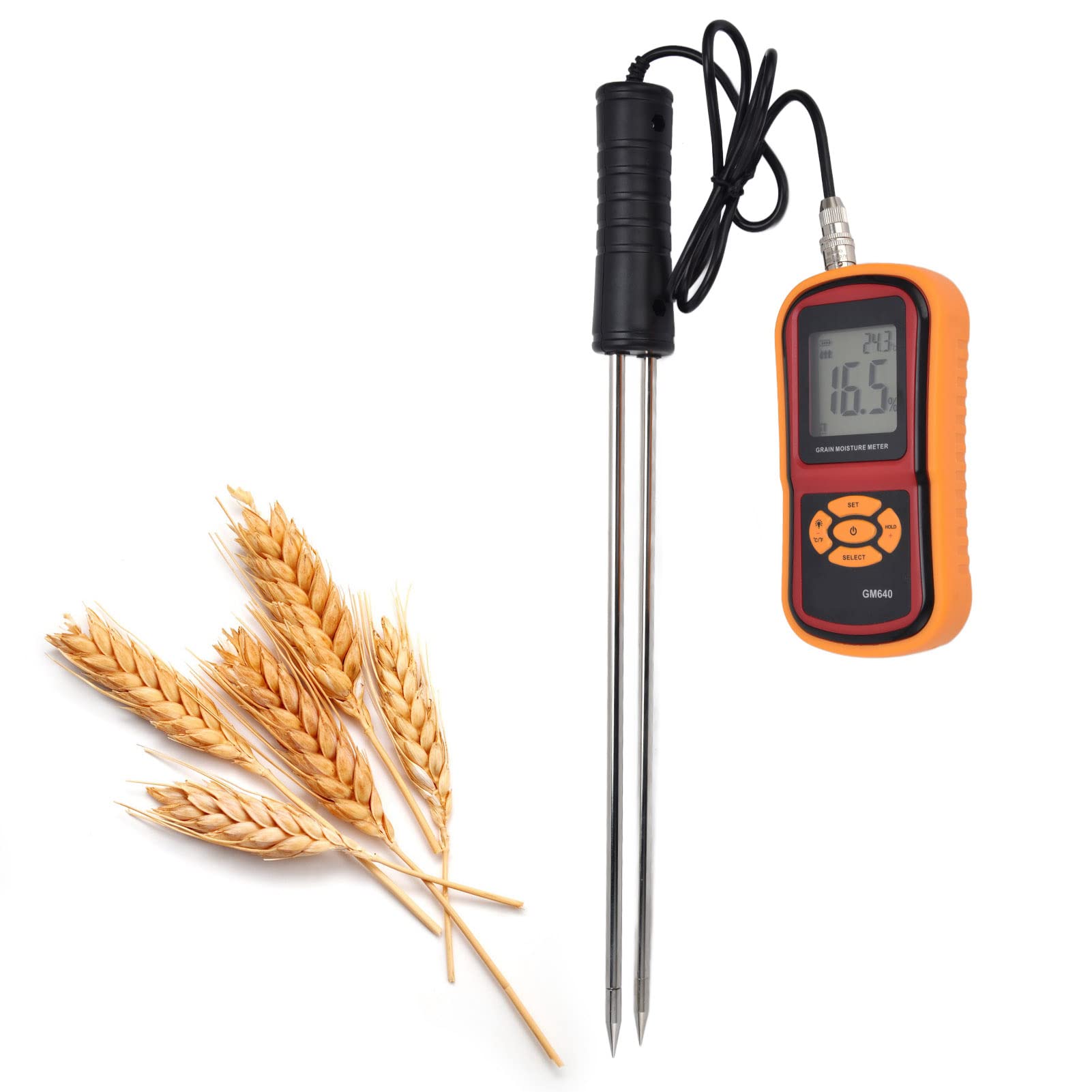 Semme Misuratore di Cereali con Rilevatore Digitale con Igrometro LCD Tester di umidità Ad Alta Precisione per Grano, Mais, Riso, Interruttore Celsius/Fahrenheit, Guscio Protettivo in Silicone,