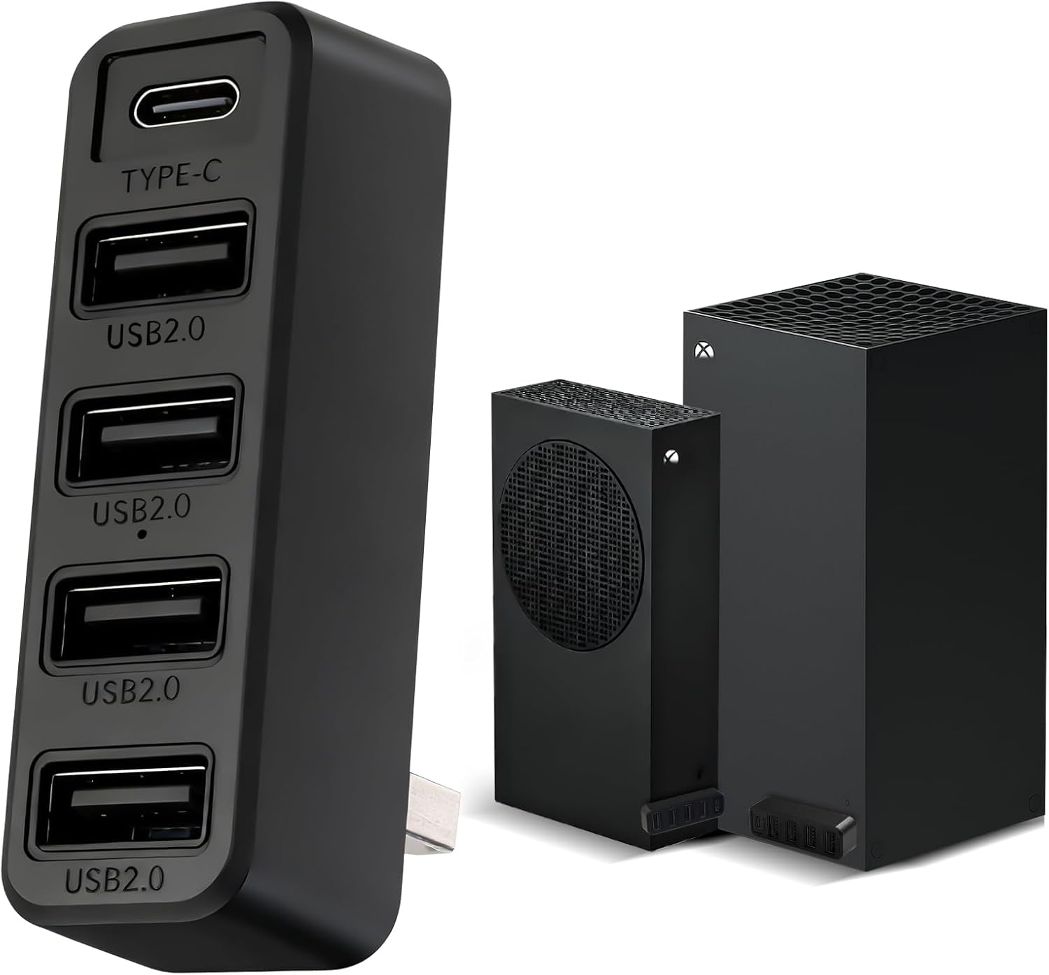 5 Ports USB Hub for Xbox Series X/S Consoles, Xbox Series USB Hub High-Speed Expansion Splitter Adapter with 4 USB 2.0 Ports + 1 Type C Port for Xbox Series S/X Accessories (Black)
