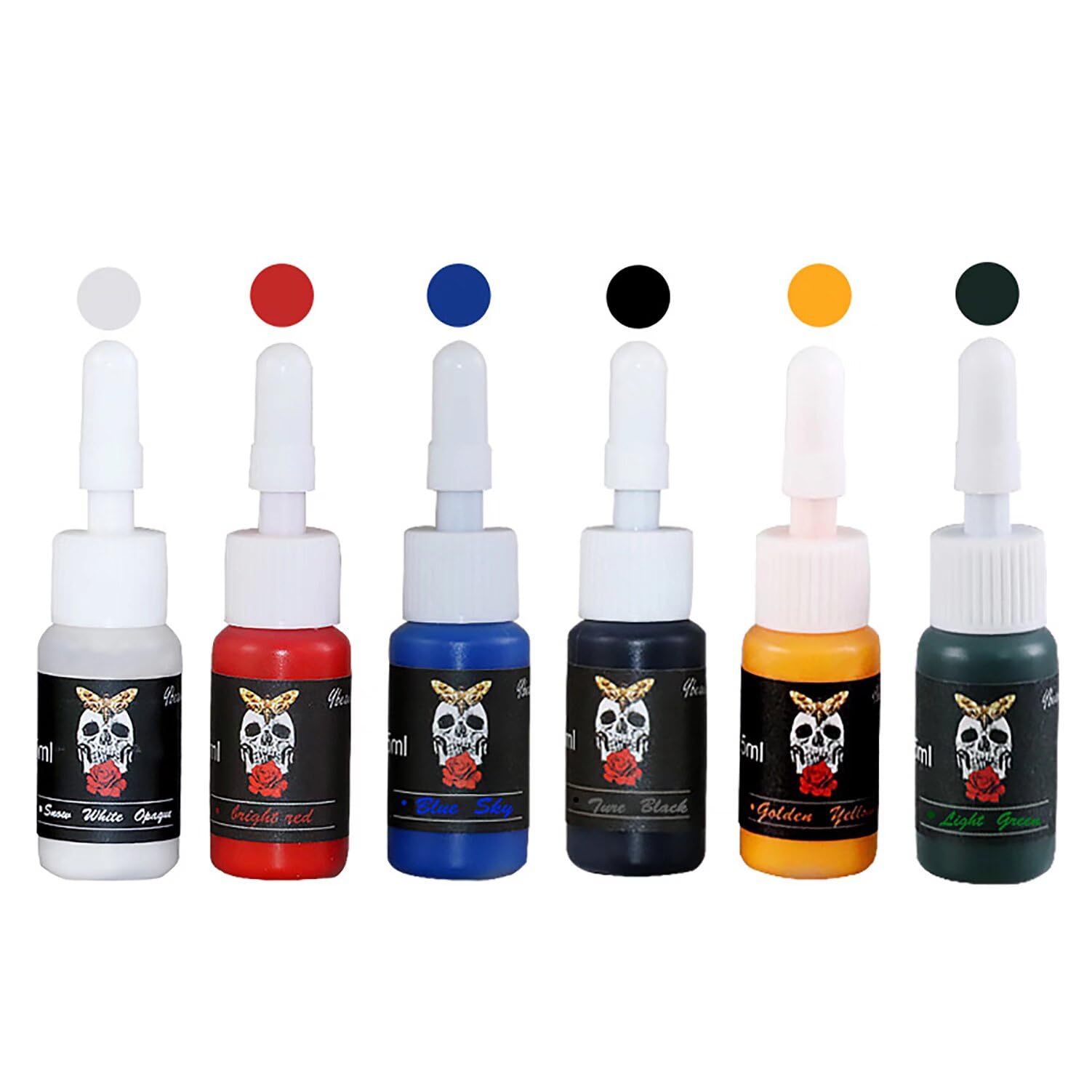 Amazon | タトゥーインクセット、6色顔料キット、6個5ml /ボトル