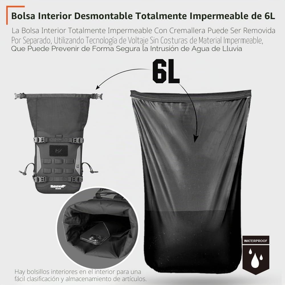 Rhinowalk Bolsa para parachoques delantero y lateral, bolsa trasera Molle, accesorios de motor, color negro