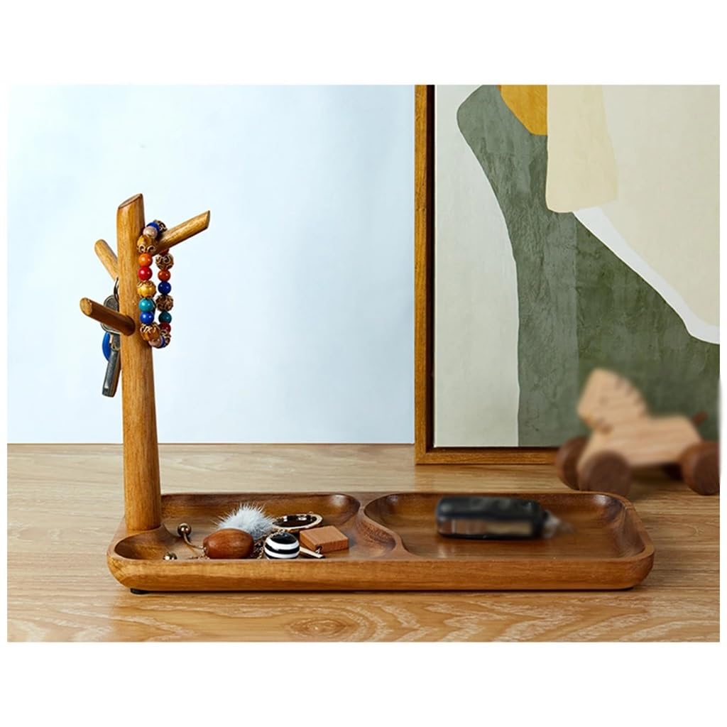 FMURY Vassoio portaoggetti in legno per chiavi, telefono, gioielli, organizer da scrivania, decorazione per la casa, contenitore da ingresso