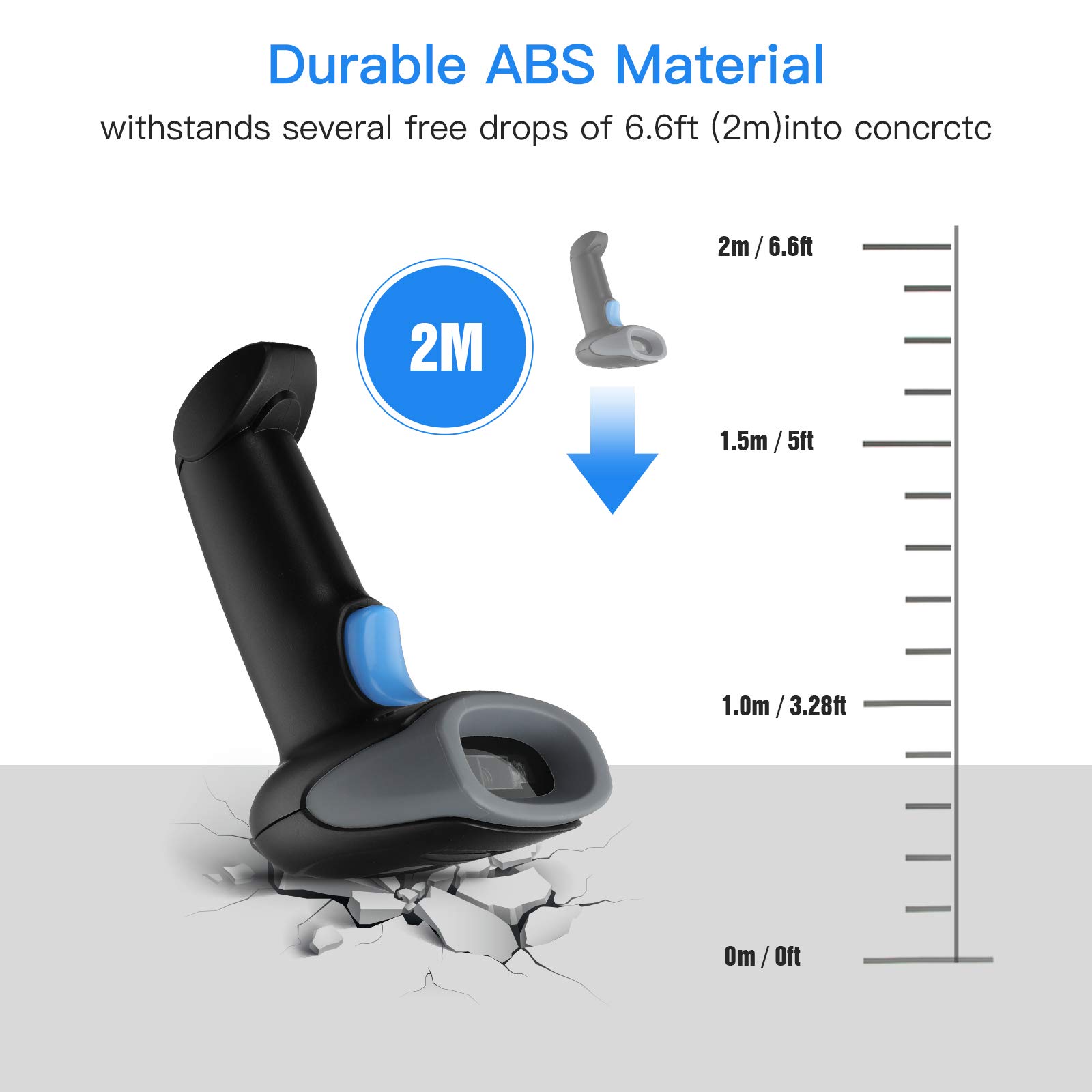 Eyoyo Escáner de códigos de Barras 1D 2D QR con Soporte, escáner de Cable USB portátil para gestión de inventarios, código de Barras portátil/Lector de códigos QR, escáner de detección automática