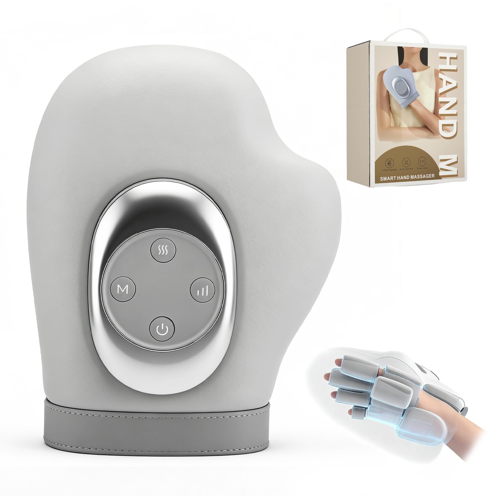 Masajeador de manos con calor y compresión,masajeador eléctrico de manos con 5 niveles de intensidad,3 temperaturas y 3 modos,temporizador de 15 min,guantes para artrosis,regalo para mujeres y hombres