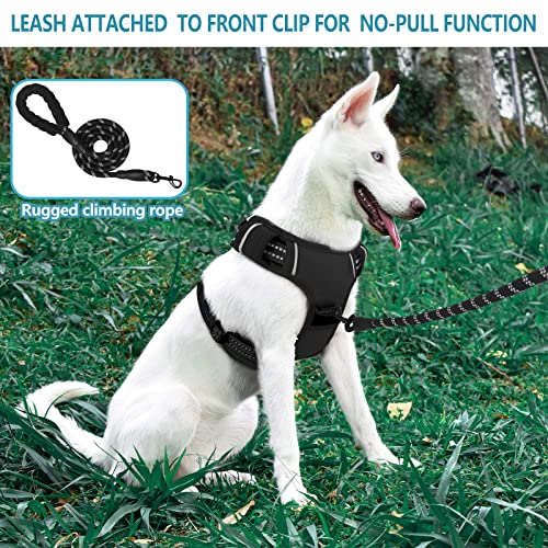 No Pull Dog Harness for Small Medium Large Dogs Adjustable Reflective Pet Vest with Front clip Handle Padded dog harness and lead set best for outdoor Training and walking Black M - Image 4
