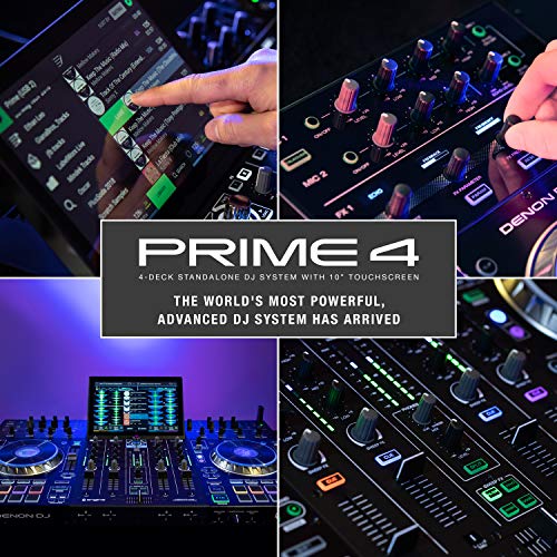 Denon DJ PRIME 4 | 4 Deck Standalone Smart DJ Console / Serato DJ Controller with Built In 4 Channel Digital Mixer and 10-Inch Touchscreen
