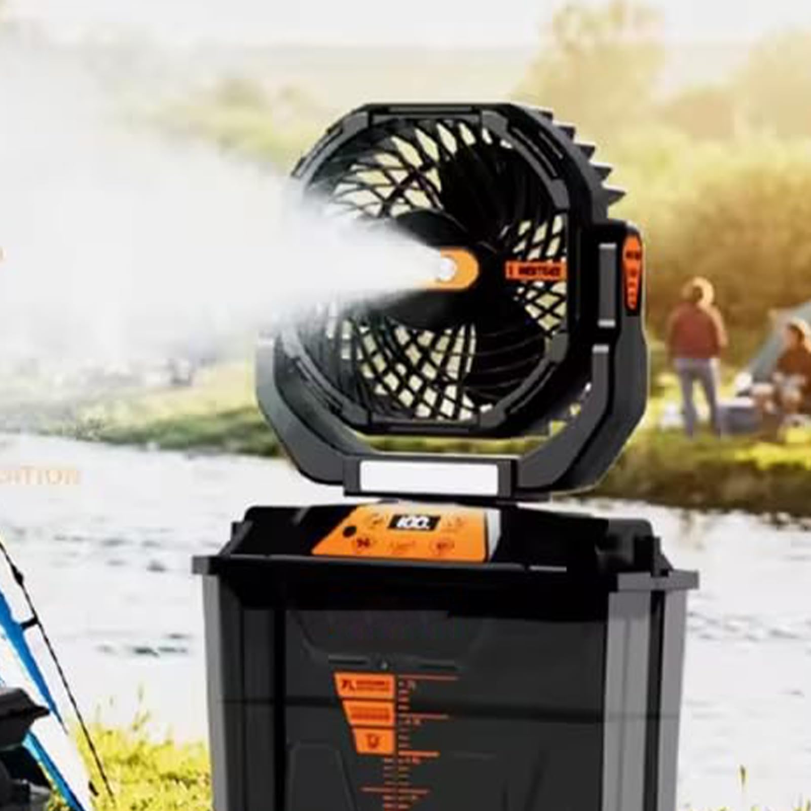 Ventilatore da campeggio portatile con base d'acqua, verde