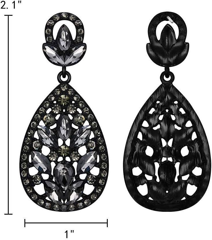 EleQueen Women's Wedding Bridal Austrian Crystal Bohemia Teardrop Chandelier Dangle Earrings - Image 5