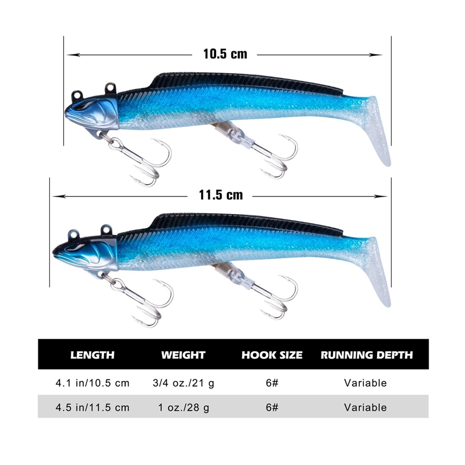 GRFIT Kunstköder 5 Teile/Satz Jig Kopf Weichen Angeln Locken Silikon Wobbler Swimbait Künstliche Köder for Karpfen Hecht Angeln 21g 28g weicher Köder Kunstköder Gummifische