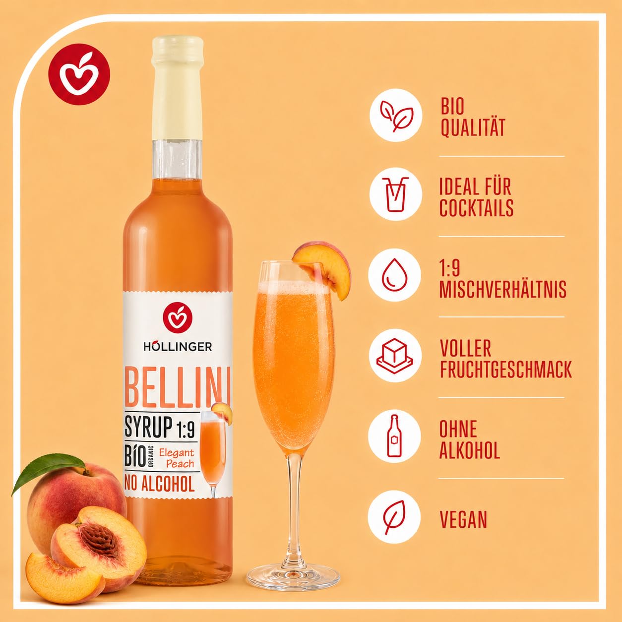 Höllinger Bio Cocktail Party Mixbox alkoholfrei, 6 Sorten Sirup in Glasflaschen, Mojito, Aperitivo, Limoncello, Bellini, Berry Royale & Strawberry Daiquiri, vegan, 6 x 0,5 l
