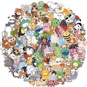 Animal Stickers Pack,108PCS Cute Animal Stickers,Water Bottle Stickers,Waterproof Vinyl Stickers for,Laptop,Skateboard,Phone,Guitar,Cars,Bumper,Scrapbook