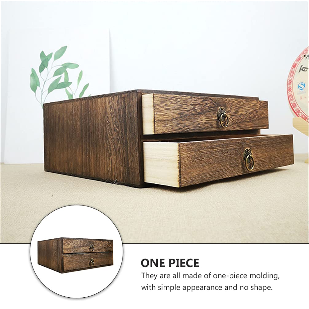 Kleine Aufbewahrungsbox aus Holz mit Schubladen Typ wenig tief 2 Schichten Schrank Schreibtisch Organizer für Zubehör, 25,5 x 24,5 cm (59RU18UOET33SNLC0Y71DIH)