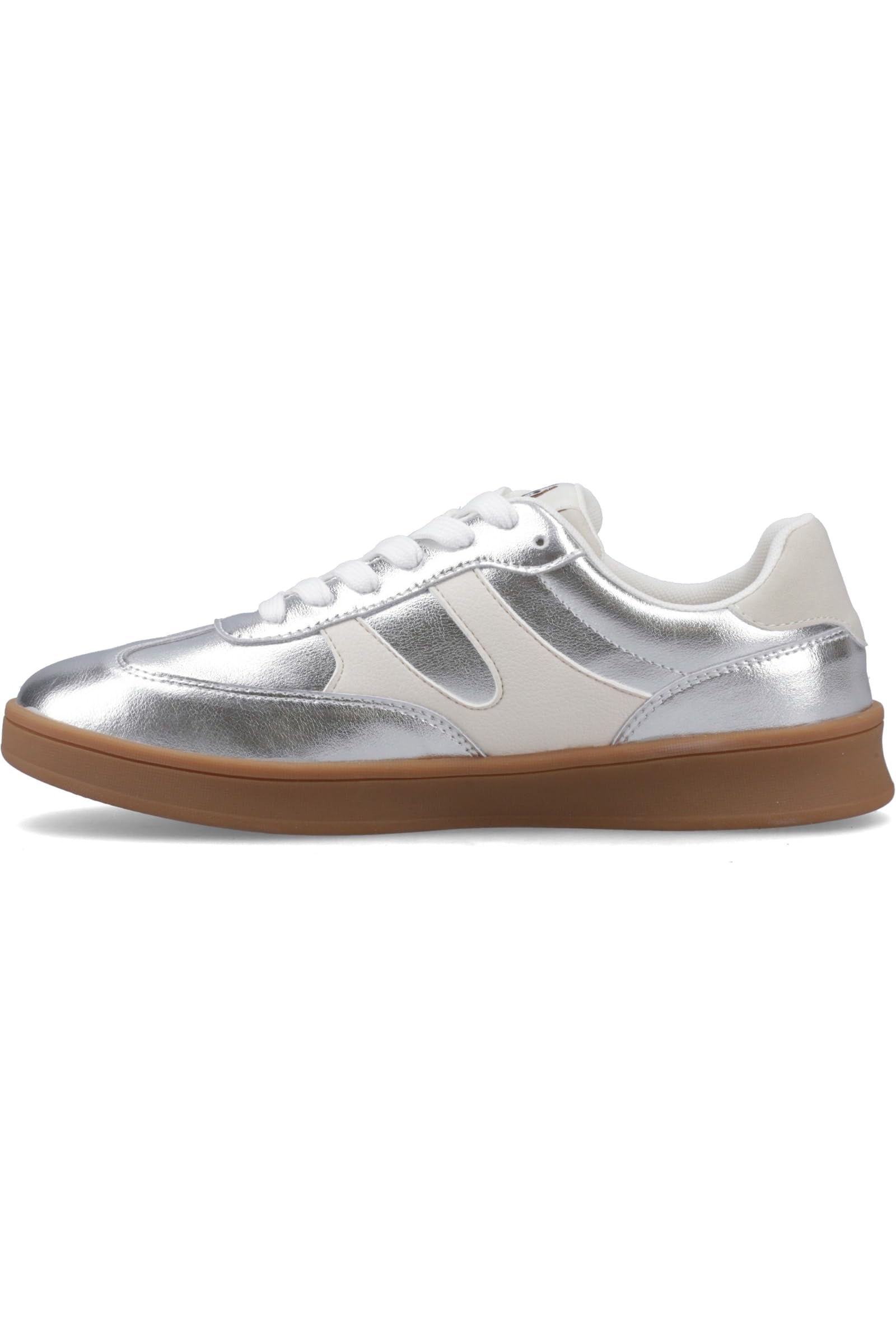 Hush Puppies Female Morgan Retro Sneaker, Silver, 5