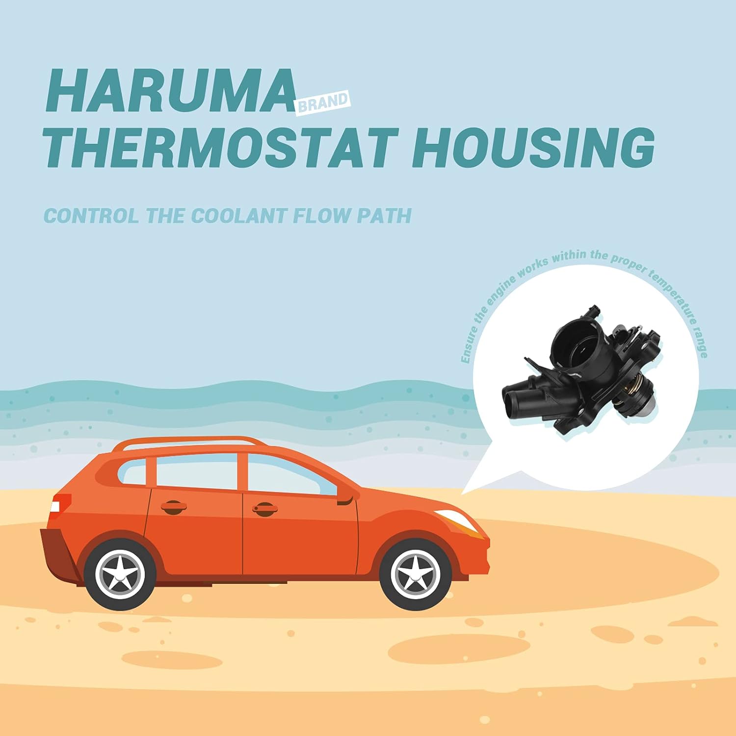 HARUMA 2712000315 Thermostat Housing Assembly 2012 2013 2014 2015 for Mercedes-Benz C250/ SLK250 1.8L