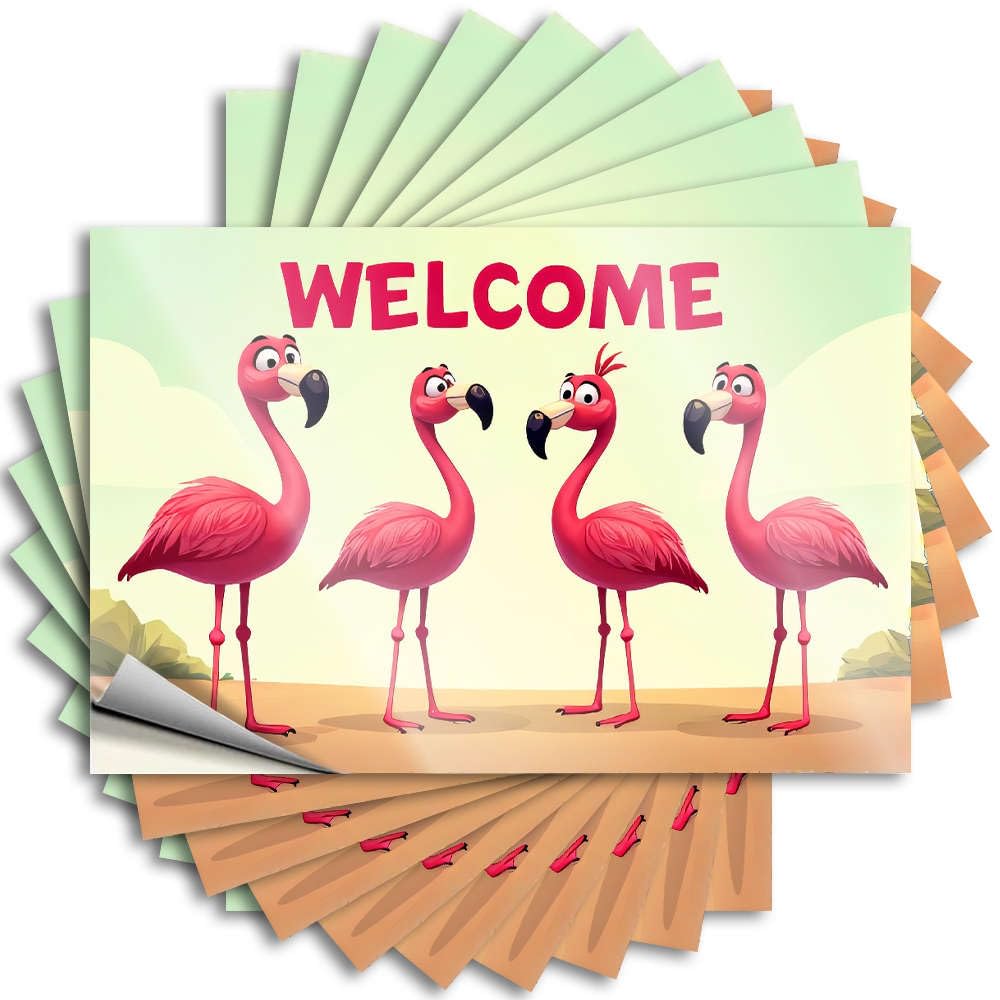 Welcome to Our Flamingo Family! Motivational Personalized - Bumper Bottle Removable Vinyl Decal(12X18CM)
