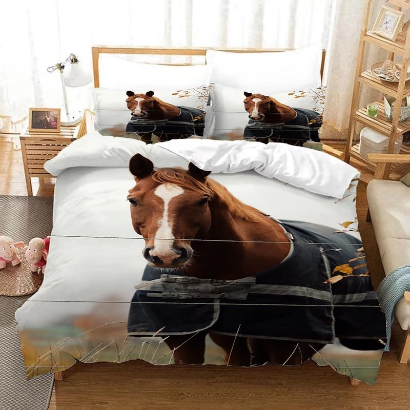 Funda nórdica de caballo suave con tejido premium de 110g/㎡ para cama de 90