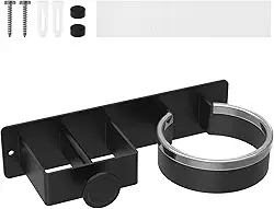 Suporte para secador de cabelo, suporte de alisador de cabelo montado na parede, autoadesivo, secador de cabelo, espaço de alumínio, organizador de ferramentas de salão de beleza, armazenamento para