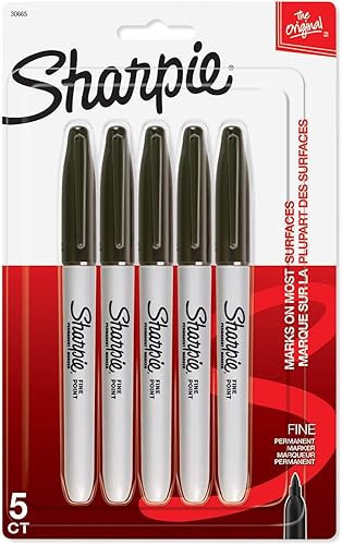 SHARPIE 6 paquetes marcadores permanentes negros de punta fina de 5 quilates (30 en total)