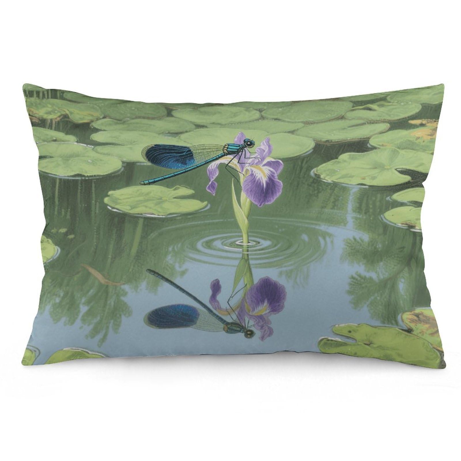 Dragonflies Throw Pillow Cover Soft Pillow Case Decorative Lumbar Pillow Cover Cozy Throw Pillowcase Polyester Rectangular Cushion Case Decor for Couch Sofa Bed