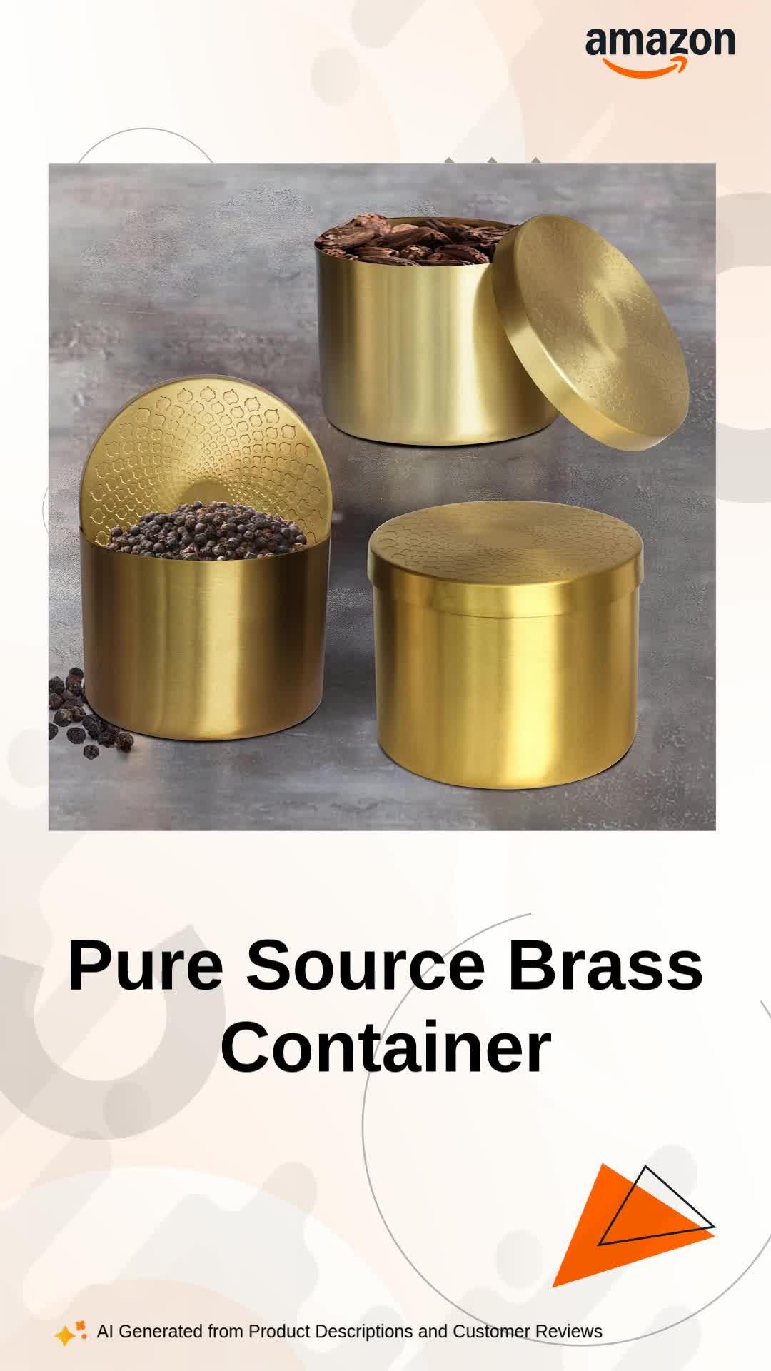Buy Pure Source India Brass Masala Storage Container, 700 ml, Food
