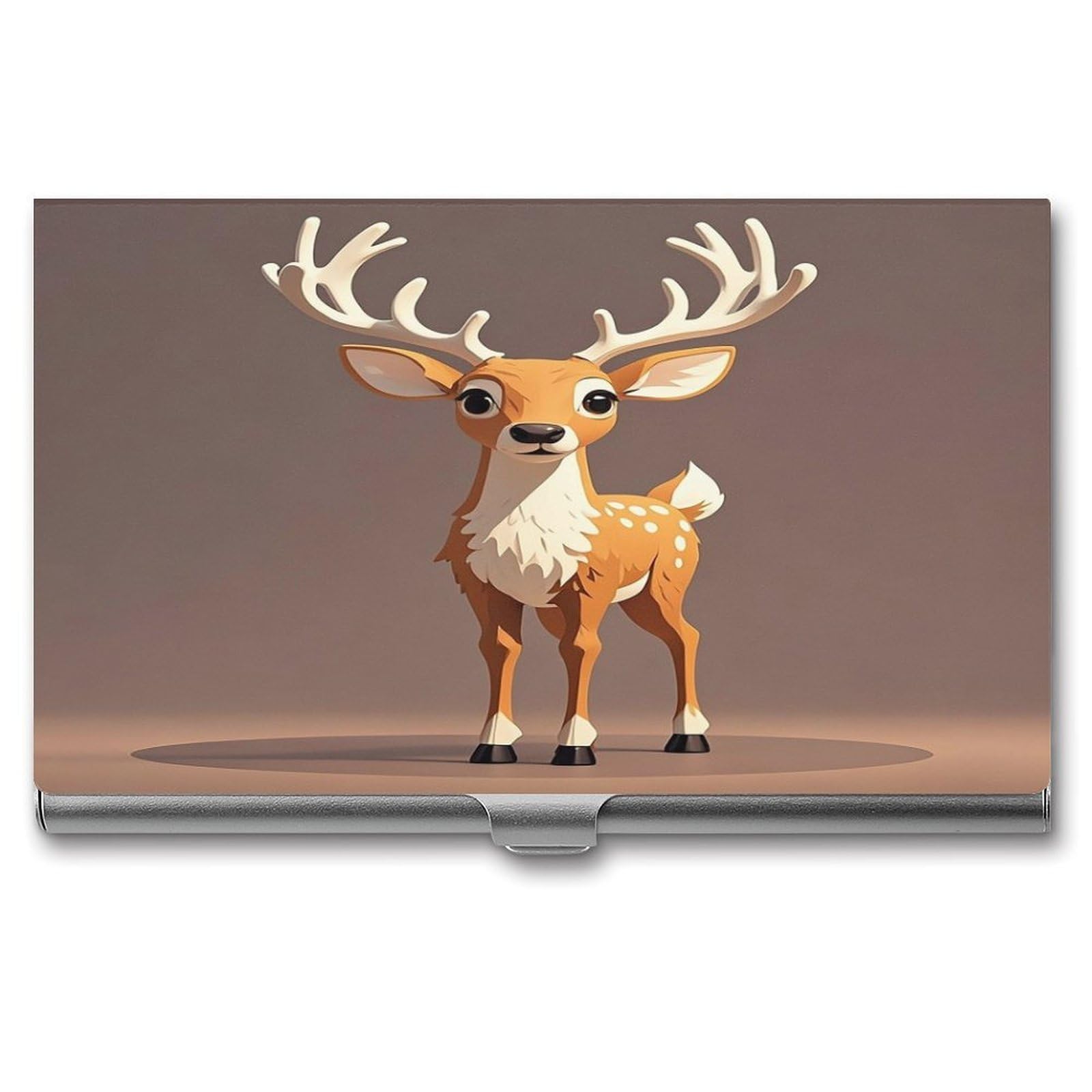 FekiLoot Deer Business Card Holder Aluminum Alloy Business Card Case Convenient to Carry Business Card Dispenser for Men Women