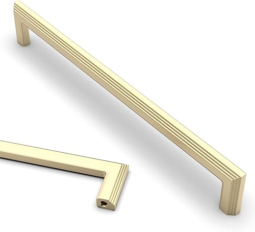 Miniatura 1 de Asidrama Paquete de 6 manijas de gabinete de cocina de color dorado cepillado de 7.5 pulgadas (7.559 in), tiradores dorados para gabinetes de