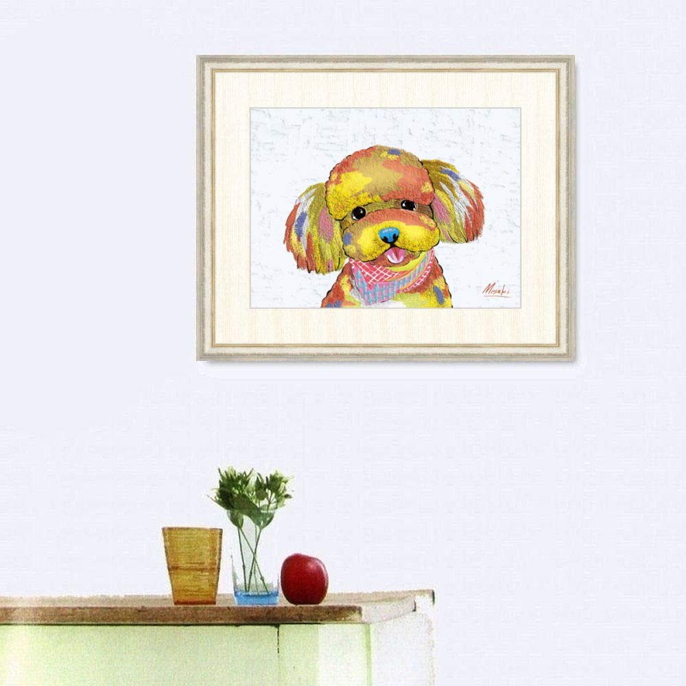 Amazon | 山口美咲 トイプードル F8号 高精彩工芸画 手彩補色 複製画