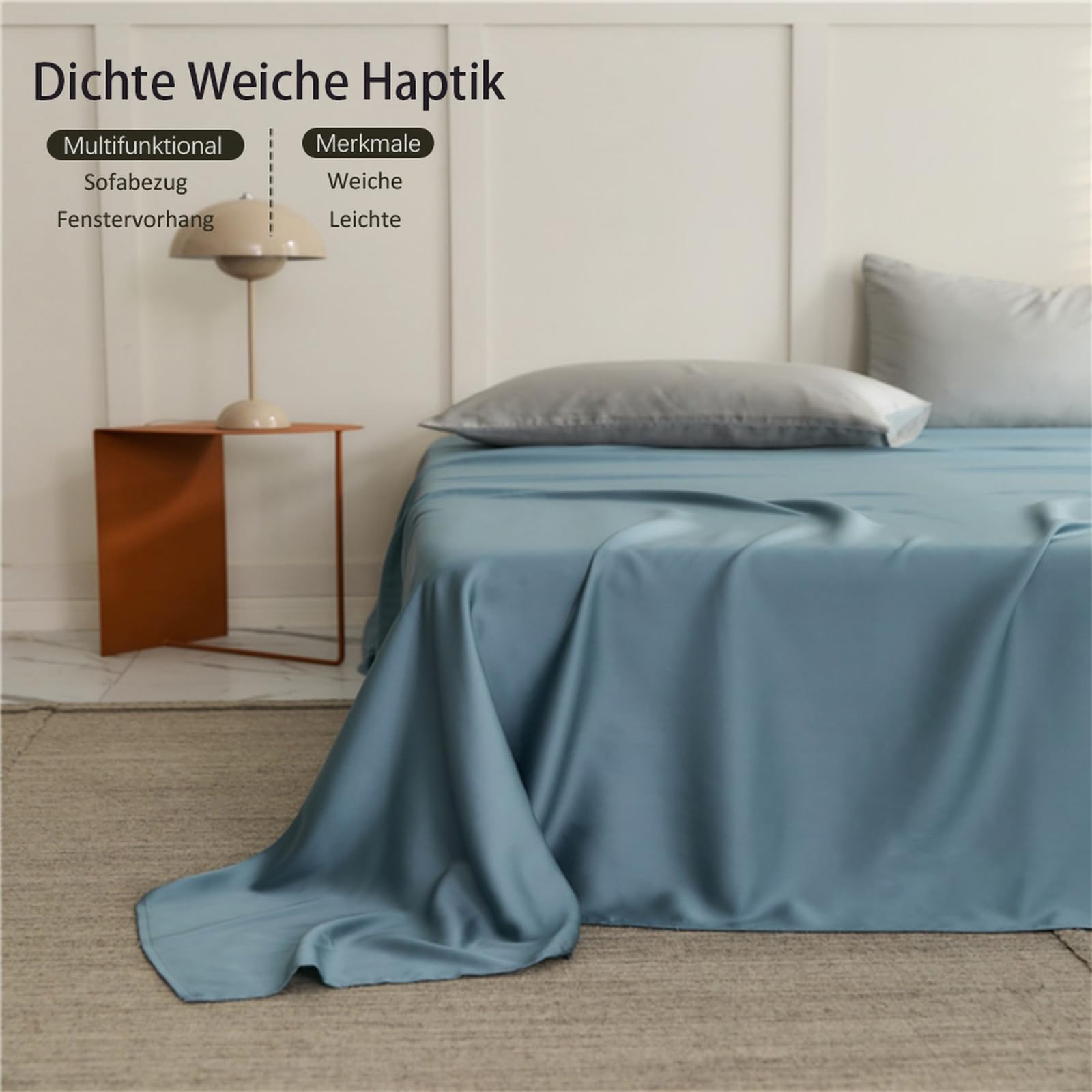 Bettlaken ohne Gummizug 245 x 270cm Baumwolle Betttuch Hellgrau