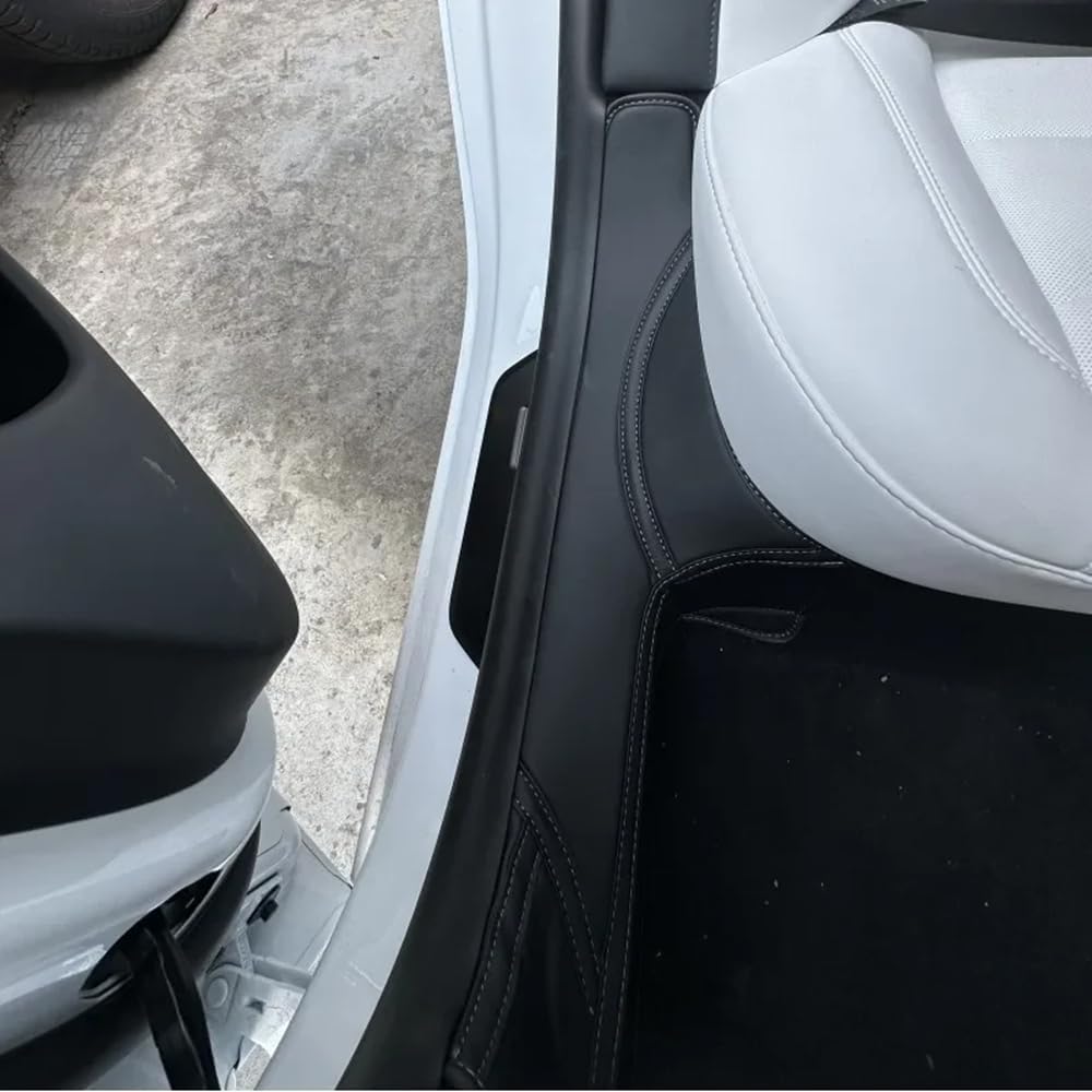 4 szt. Skórzane podkładki progowe przednie i tylne dla Tesla Model 3 Highland 2024, wkładka progowa z paskiem powitalnym, osłona progowa, ozdoba, akcesoria do drzwi Model 3+