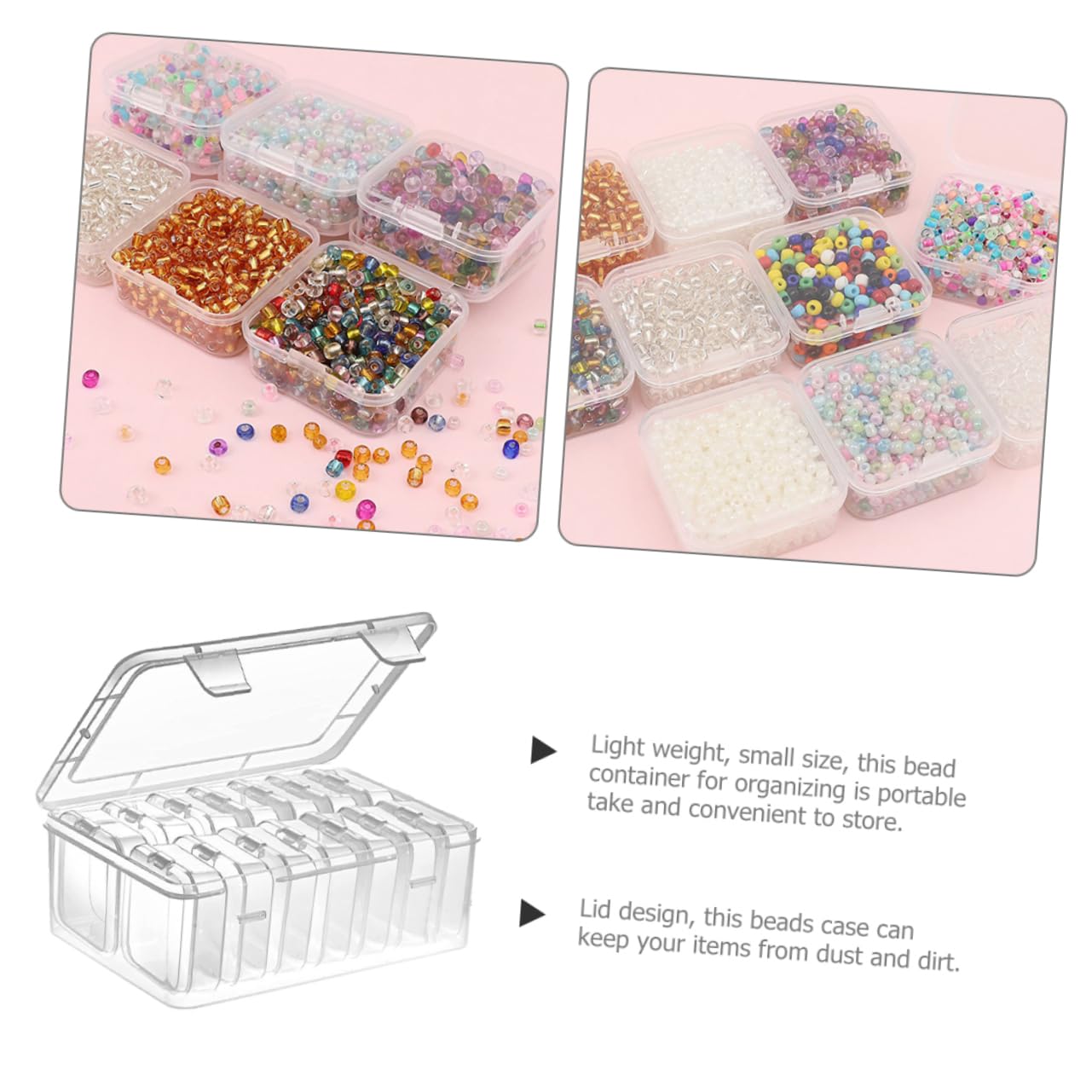 SHINEOFI 3 Set scatole portaoggetti con coperchio chiave diviso storage box scatole per stoccaggio contenitori cestino per organizzare le perline Organizzatore di perline pp Transparent