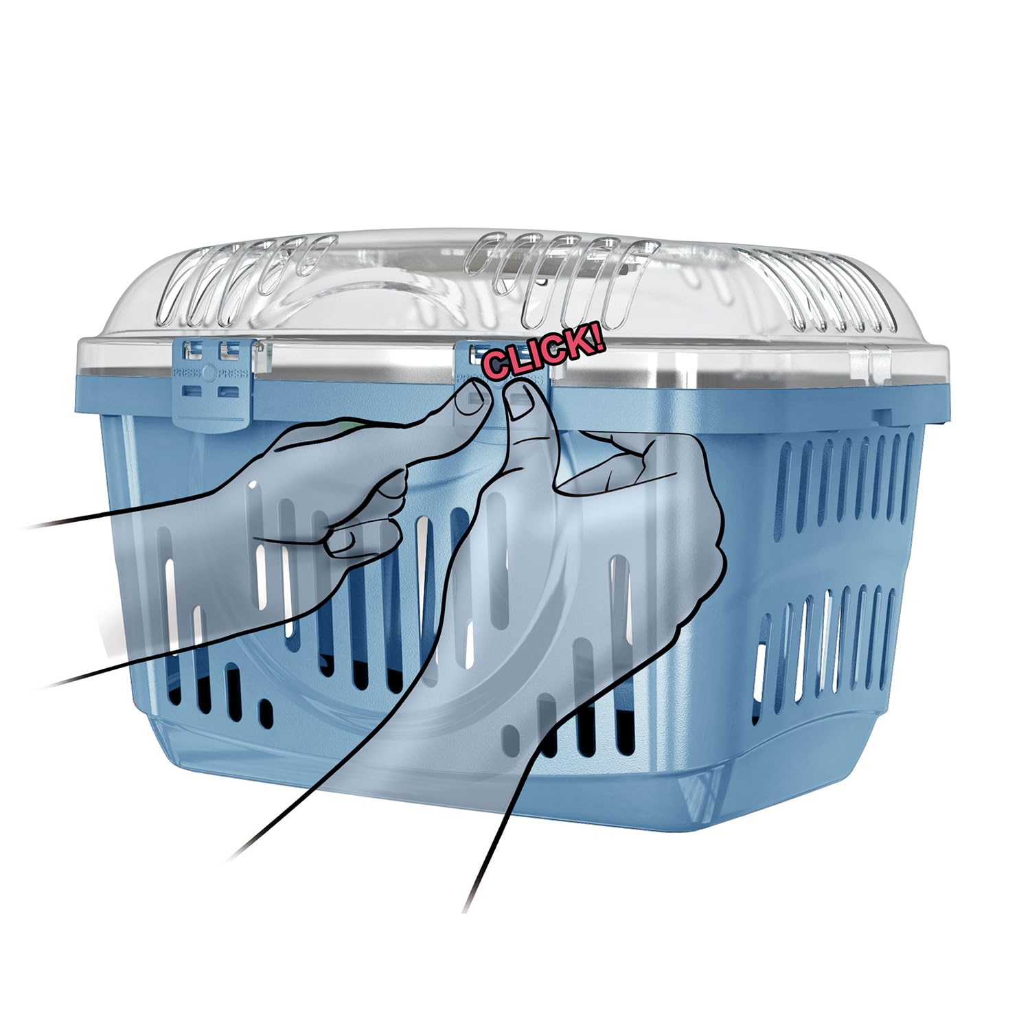 Trasportino Rigido Patam Per Cani E Gatti - Apertura Dall'Alto 49x33x33cm, Blu, Made In Italy - Foto 10